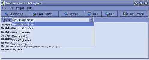 Wireless Toolkit может имитировать